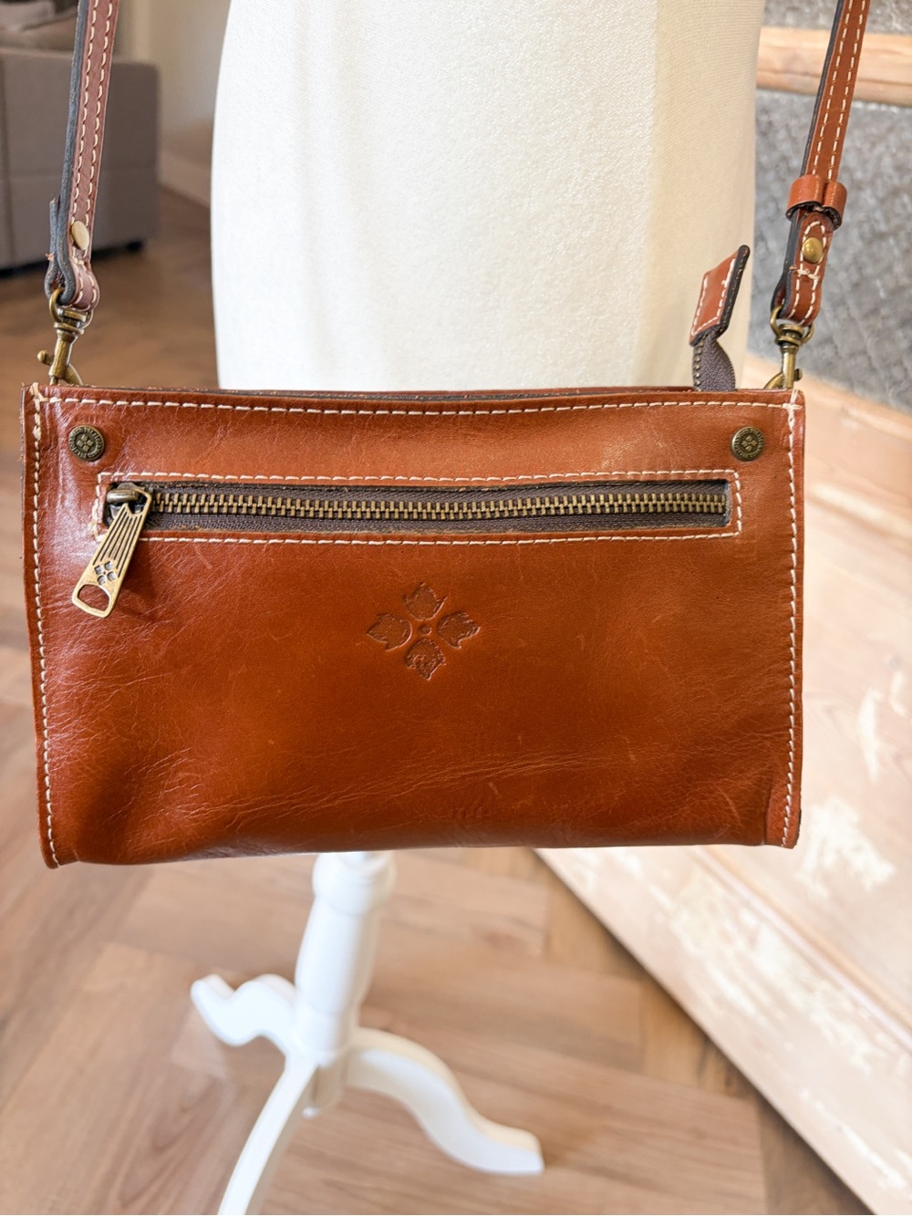 Patricia Nash Turati cognac leather crossbody bag